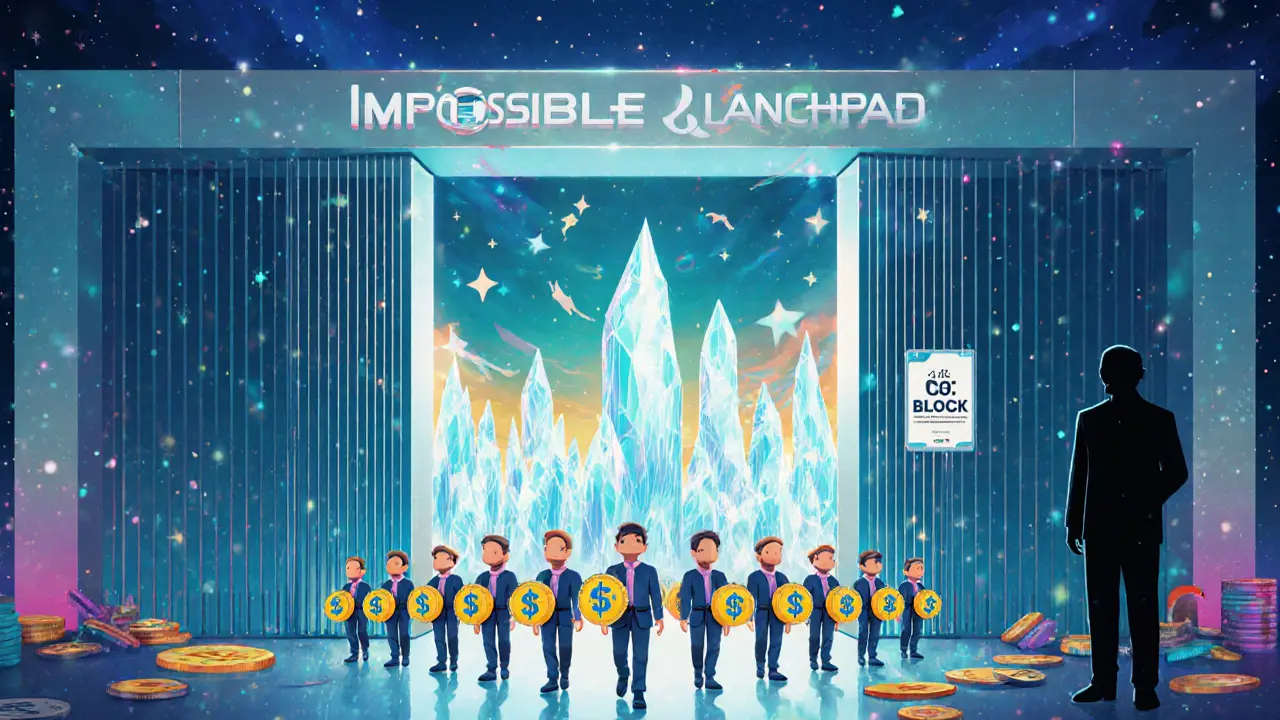 2,000 winners entering a digital launchpad while a geo-block figure watches from outside