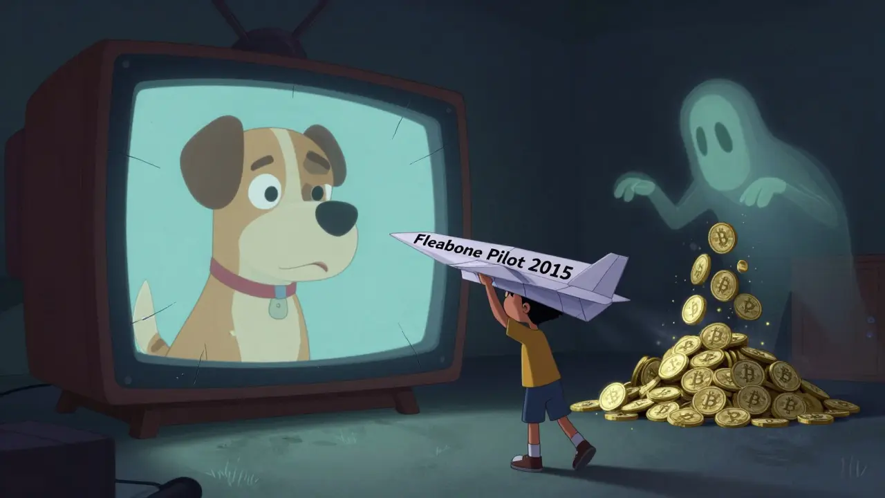 A child watches a forgotten cartoon pilot dissolve into digital dust.