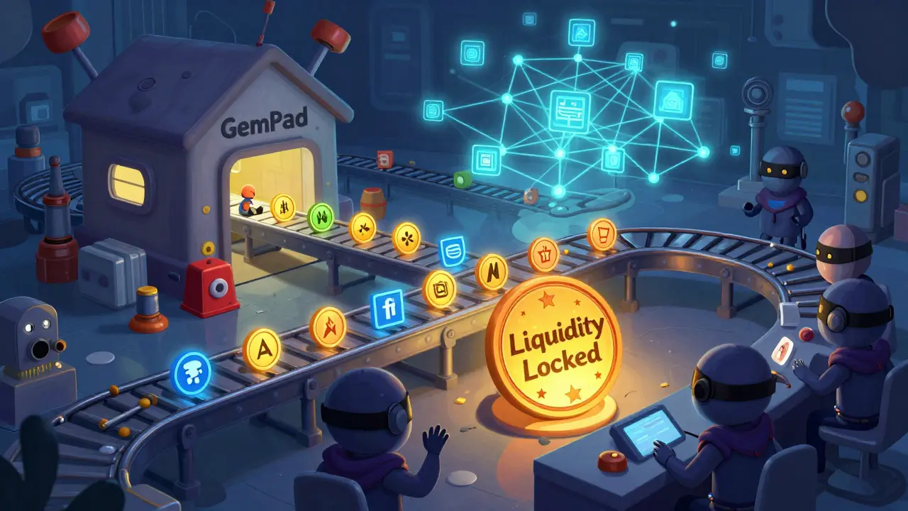 Tiny crypto projects travel on a multi-chain conveyor belt powered by GemPad's secure system.