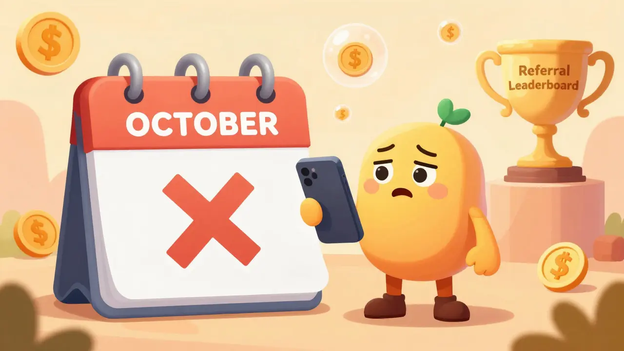An animated character looking at a phone near a closed airdrop calendar.