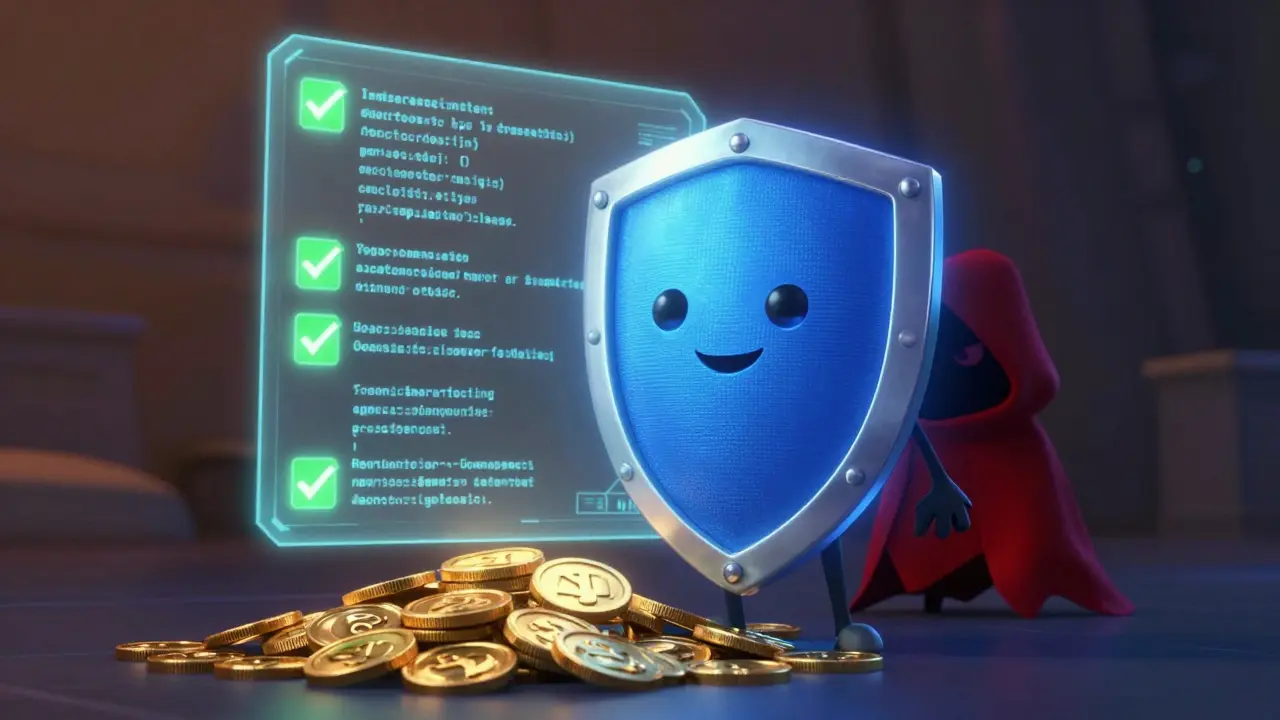 Shield protecting coins from hackers via smart contract audit