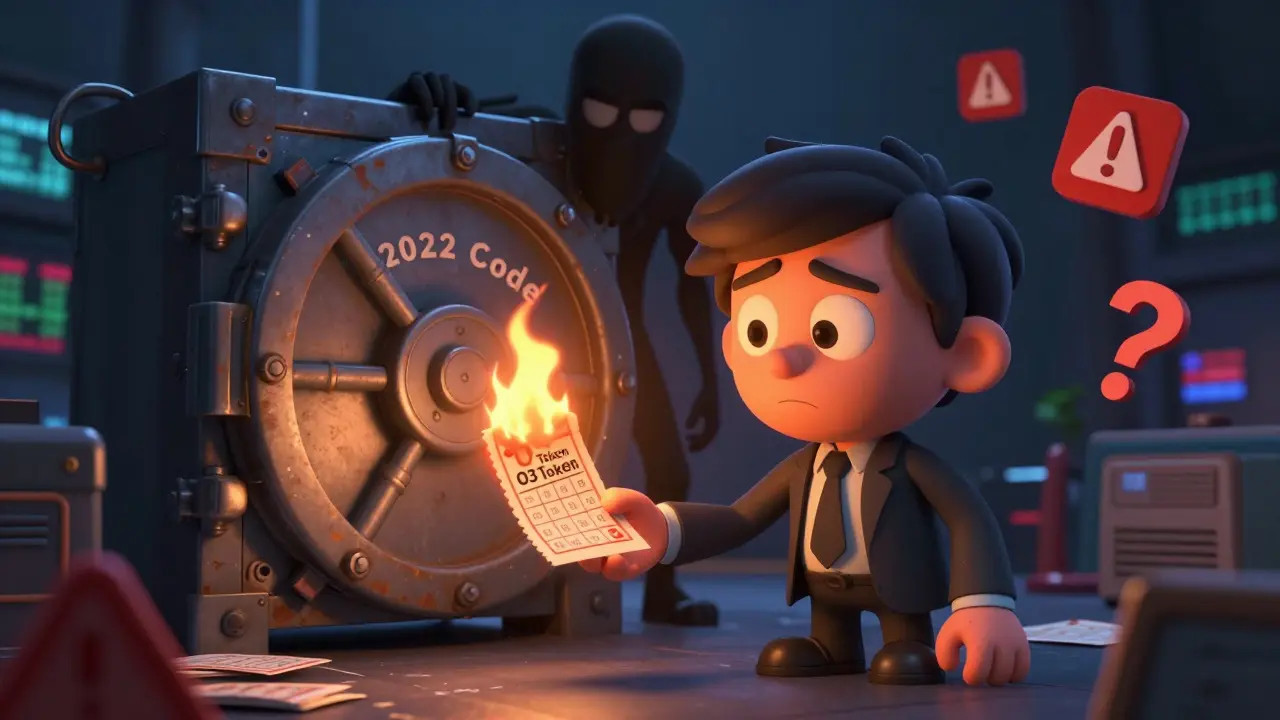 Cartoon investor losing money on worthless O3 tokens