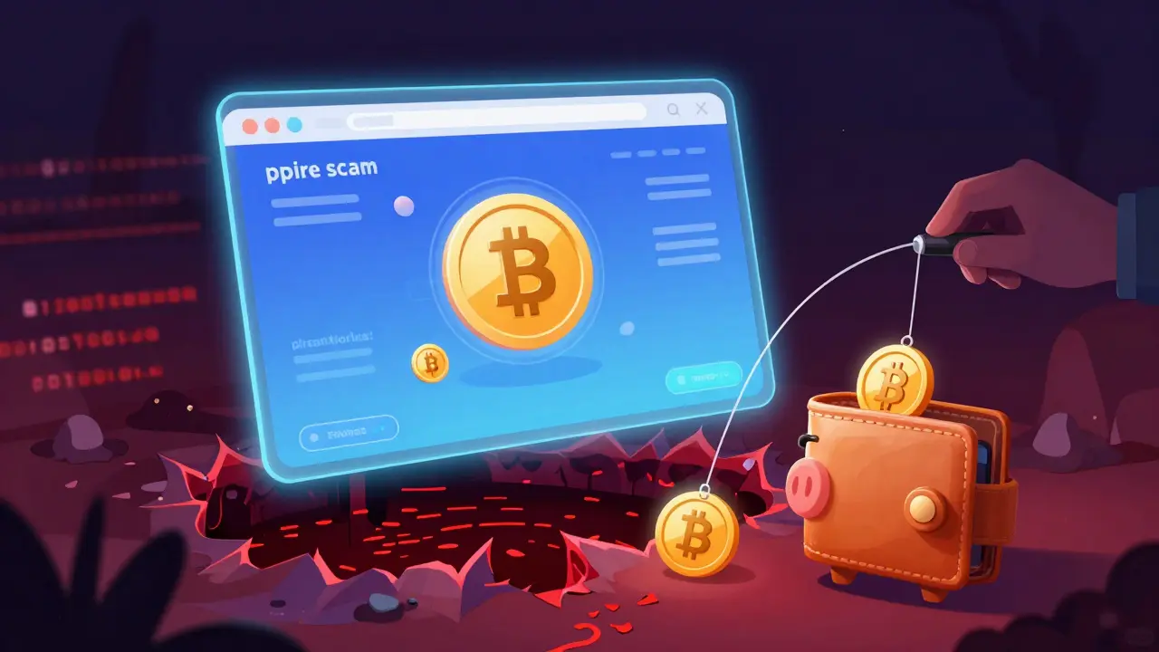 Cartoon wallet being lured by fake crypto airdrop scam
