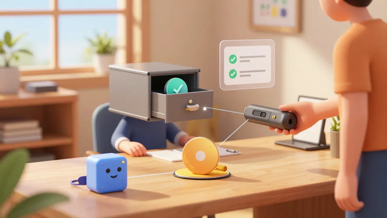 A person setting up three hardware wallets in different locations for security.