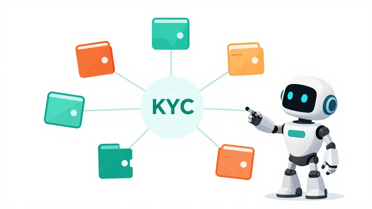 AI robot illustrating wallet clustering and identity attribution
