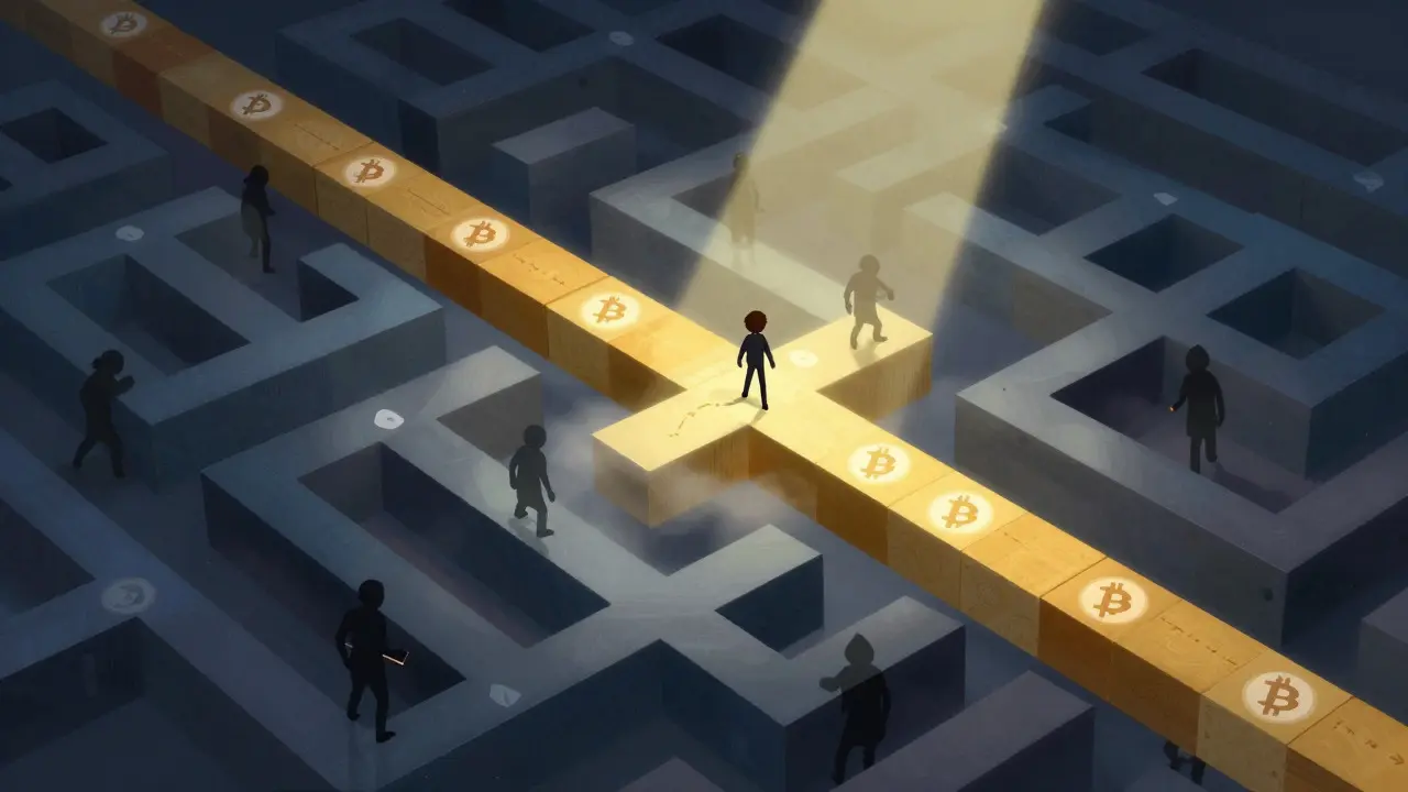 Character navigating complex cross-chain blockchain maze