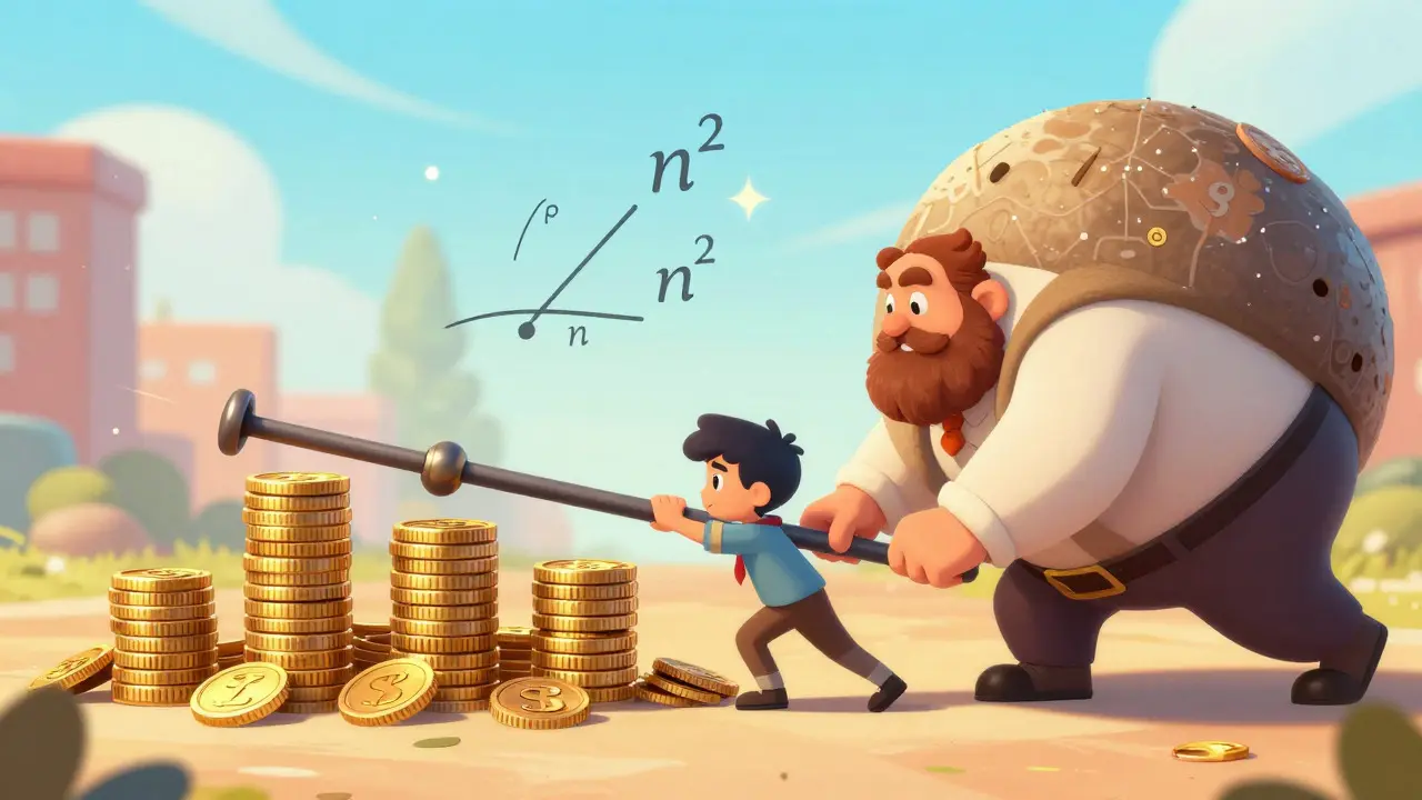 Character pushing lever with exponential coin costs for fair voting