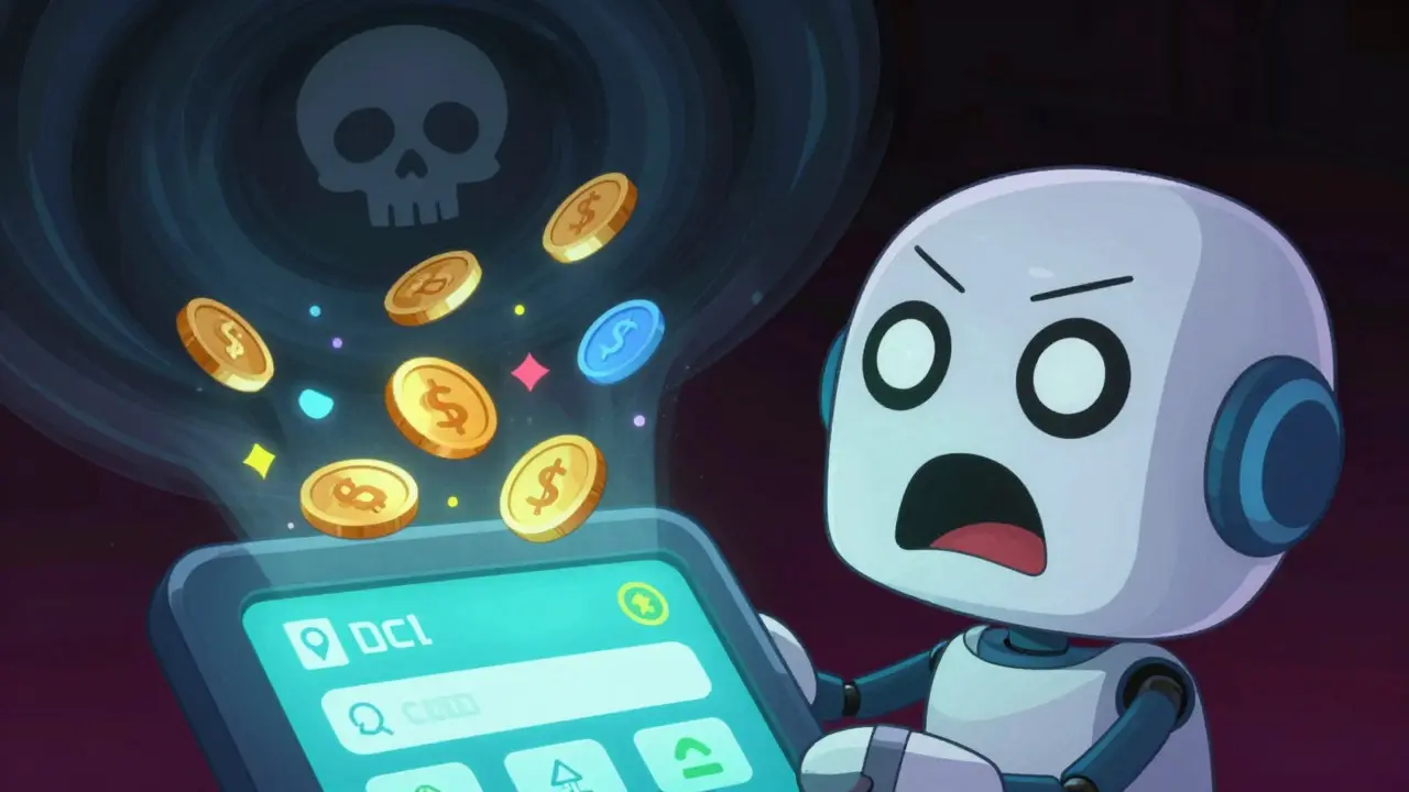 Digital wallet losing tokens to a dark scam vortex